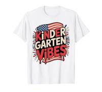 École Maternelle américaine Vibes First Day Patriotic T-Shirt Graphique avec Valeur