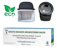 EcoLeo, Compatible avec Litter-Robot 4 & 3, sacs à déchets compostables et respectueux de l'environnement avec cordons de serrage, épais, pour tiroirs à litière automatiques (lot de 20)
