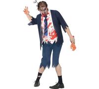 Ecolier zombie mort-vivant costume d'Halloween fête d'horreur costume d'horreur, taille : 52 - 54 (L) couleur : bleu