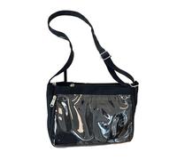 Écolière japonaise mignon Itabag avec fenêtre transparente Sac bandoulière en toile Dessin animé Pin Display Sac à main Sac livre pour femmes Style japonais Fenêtre claire, Noir