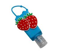 ECOLINDO - Porte-clé Bouteilles de Voyage pour enfants - Porte-clé gel hydroalcoolique - Flacon en Plastique Étanche Rechargeable 30ml, Étui en silicone - Fraise