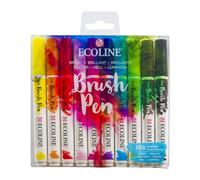 Ecoline Brush Pen Set de 10 marqueurs pointe feutre - Teintes brillant | Marqueurs à dégrader pour lettering, dessin & journaling