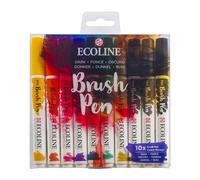 Ecoline Brush Pen Set de 10 marqueurs pointe feutre - Teintes foncés | Marqueurs à dégrader pour lettering, dessin & journaling