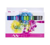 Ecoline Brush Pen Set de 30 marqueurs pointe feutre - Teintes de base | Marqueurs à dégrader pour lettering, dessin & journaling
