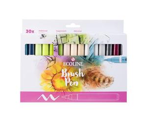 Ecoline Brush Pen Set de 30 marqueurs pointe feutre - Teintes supplement | Marqueurs à dégrader pour lettering, dessin & journaling