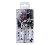 Ecoline Brush Pen Set de 5 marqueurs pointe feutre - Teintes gris | Marqueurs à dégrader pour lettering, dessin & journaling