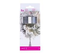 Ecoline Brush Pen Set de 5 marqueurs pointe feutre - Teintes gris | Marqueurs à dégrader pour lettering, dessin & journaling
