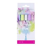 Ecoline Lot de 5 stylos pinceaux aquarelle liquide - Couleurs pastel - Marqueurs pinceaux mélangables pour lettrage à la main, dessin et travaux manuels