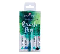 Ecoline Brush Pen Set de 5 marqueurs pointe feutre - Teintes verts et bleus | Marqueurs à dégrader pour lettering, dessin & journaling