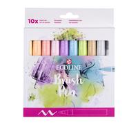Ecoline – Set de 10 feutres pinceau – Pointe feutre, teintes pastel, à dégrader pour lettering & dessin
