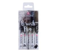 Ecoline Brush Pen Set van 5 - Grijs Penseelstiften met Aquarelverf voor Bullet