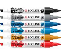 Ecoline Duotip Marqueur à Aquarelle Liquide Set de 6 - Couleurs paysage urbain | Stylos à double pointe, feutre fin et pointe biseautée large