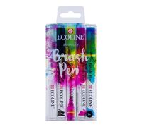 Ecoline Set de stylos pinceaux 5 couleurs primaires | Palette de base avec noir et stylo mélangeur | Parfait pour lettrage, aquarelle et croquis