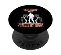 Écologiste Le Jour, Zombie la Nuit, drôle, Halloween, Effrayant PopSockets PopGrip Adhésif