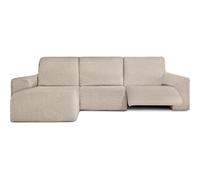 ECOMMERC3 Chaiselong Housse de canapé avec accoudoir Court Gauche avec Relaxation bi-élastique Écru Super élastique, Respirante et Mousse de Maintien