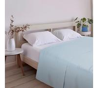 ECOMMERC3 Drap de Dessus Extra Doux et Confortable pour lit de 150 cm, Bleu Ciel, fabriqué en Espagne, Respirant, Facile d'entretien