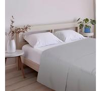 ECOMMERC3 Drap de Dessus Extra Doux et Confortable pour lit de 160 cm, Couleur Gris argenté, fabriqué en Espagne, Respirant, Facile d'entretien