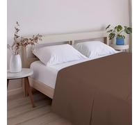 ECOMMERC3 Drap de Dessus Extra Doux et Confortable pour lit de 160 cm, Couleur Marron, fabriqué en Espagne, Respirant, Facile d'entretien