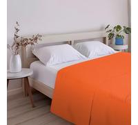 ECOMMERC3 Drap de Dessus Extra Doux et Confortable pour lit de 160 cm, Couleur Orange, fabriqué en Espagne, Respirant, Facile d'entretien