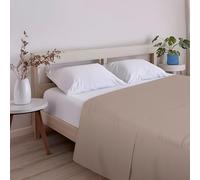 ECOMMERC3 Drap de Dessus Extra Doux et Confortable pour lit de 180 cm - Drap Plat Couleur Terre 100% fabriqué en Espagne, Respirant, Facile d'entretien