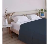 ECOMMERC3 Drap de Dessus Extra Doux et Confortable pour lit de 80 cm - Drap Plat Couleur Marine 100% fabriqué en Espagne, Respirant, Facile d'entretien