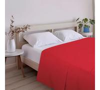 ECOMMERC3 Drap de Dessus Extra Doux et Confortable pour lit de 90 cm, Couleur Rouge, fabriqué en Espagne, Respirant, Facile d'entretien