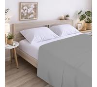ECOMMERC3 Drap de Dessus pour lit de 150 cm 100% Coton Doux et Respirant Gris argenté