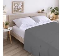 ECOMMERC3 Drap de Dessus pour lit de 90 cm, 100% Coton Doux, Respirant, Drap de Dessus Extra Doux, Couleur Anthracite