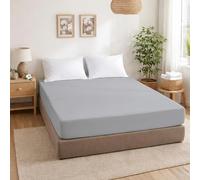 ECOMMERC3 Drap-Housse lit 180 cm 100% Coton Extra Doux | Gris Argent | coton pur au toucher doux et naturel - élastique tout autour - toucher doux - frais en été - Qualité espagnole