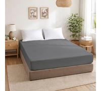 ECOMMERC3 Drap-Housse pour lit de 105 cm, réglable, 100% Coton Doux, Respirant et réglable, Couleur Anthracite, pour Matelas de jusqu'à 30 cm de Hauteur