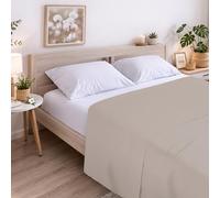 ECOMMERC3 Drap Plat lit 200 cm 100% Coton Extra Doux | Terre | coton pur au toucher doux et naturel - respirant - facile à laver - couleurs éclatantes - Qualité espagnole