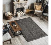 ECOMMERC3 Exclusive Tapis Salon Cheveux Longs Anthracite 60 x 120 cm avec Texture Douce et Très Rembourré | Tapis en Polyester et Jute sur Le Dos