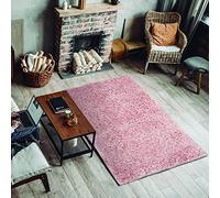 ECOMMERC3 Exclusive Tapis Salon Cheveux Longs Rose 120 x 170 cm Texture Douce et Très Rembourré | Tapis en Polyester et Jute sur Le Dos