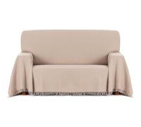 ECOMMERC3 Foulard Multifonction réversible en Tissu Jacquard avec Franges, Taille 180 x 260 cm, idéal pour canapé et lit, Respirant et au Toucher Doux, Couleur Lin