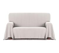 ECOMMERC3 Foulard Multifonction réversible en Tissu Jacquard avec Franges, Taille 180 x 260 cm, idéal pour canapé et lit, Respirant et au Toucher Doux, Couleur Gris Clair