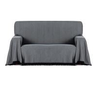 ECOMMERC3 Foulard Multifonction réversible en Tissu Jacquard avec Franges, Taille 180 x 260 cm, idéal pour canapé et lit, Respirant et au Toucher Doux, Couleur Gris foncé