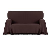 ECOMMERC3 Foulard Multifonction réversible en Tissu Jacquard avec Franges, Taille 230 x 260 cm, idéal pour canapé et lit, Respirant et au Toucher Doux, Couleur Marron