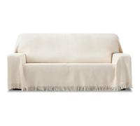 ECOMMERC3 Foulard Multifonction réversible, Tissu Jacquard, avec Franges, Couleur écru, idéal pour canapé ou lit, Respirant et Toucher Doux