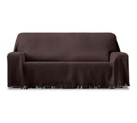 ECOMMERC3 Foulard Multifonction réversible, Tissu Jacquard, avec Franges, Couleur Marron, idéal pour canapé ou lit, Respirant et Toucher Doux