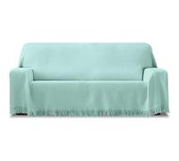 ECOMMERC3 Foulard Multifonction réversible, Tissu Jacquard, avec Franges, Couleur Turquoise, idéal pour canapé ou lit, Respirant et Toucher Doux