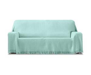 ECOMMERC3 Foulard Multifonction réversible, Tissu Jacquard, avec Franges, Couleur Turquoise, idéal pour canapé ou lit, Respirant et Toucher Doux