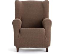 ECOMMERC3 Housse bi-élastique pour fauteuil à oreilles super élastique - Housse de fauteuil à oreilles marron adaptable, respirante et facile à installer avec des mousses de fixation et des élastiques