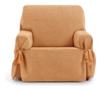 ECOMMERC3 Housse de canapé 1 Place en Tissu Jacquard Non élastique - Couleur Moutarde avec Liens décoratifs et Protection élégante pour Votre canapé