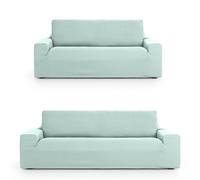 ECOMMERC3 Housse de canapé 3+2 Duo Universelle et Polyvalente - Couleur Eau Marine - Protecteur Facile à Placer pour Dossier, siège et accoudoirs