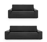 ECOMMERC3 Housse de canapé 3 + 2 Duo Universelle et Polyvalente - Couleur Gris foncé - Protecteur Facile à Placer pour Dossier, siège et accoudoirs