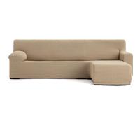 ECOMMERC3 Housse de canapé Chaiselong, accoudoir Court Droit, Super élastique, bi-élastique, Beige avec mousses de Fixation et élastiques d'ajustement Droite ou Gauche