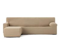 ECOMMERC3 Housse de canapé Chaiselong, accoudoir Court Gauche, Super élastique, bi-élastique, Beige avec mousses de Fixation et élastiques d'ajustement Droite ou Gauche
