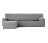 ECOMMERC3 Housse de canapé Chaiselong, accoudoir Court Gauche, Super élastique, bi-élastique, Gris avec Mousse de Fixation et élastiques d'ajustement Droite ou Gauche