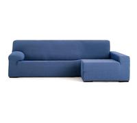 ECOMMERC3 Housse de canapé Chaiselong, accoudoir Long Droit, Super élastique, bi-élastique, Bleu avec mousses de Fixation et élastiques d'ajustement Droite ou Gauche