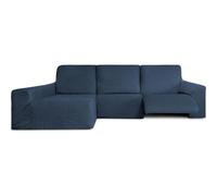 ECOMMERC3 Housse de canapé Chaiselong avec Bras Long Gauche avec Relaxation bi-élastique Bleu Super élastique, Respirante et Mousse de Maintien